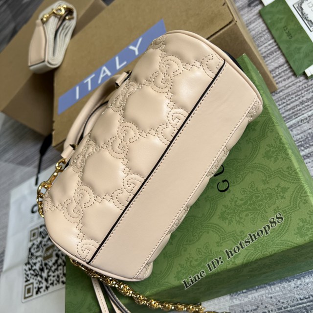 Gucci官網2022新款壓花G全皮女包 古馳G Gmatelassé皮革鏈條肩背包702251 gqy4656